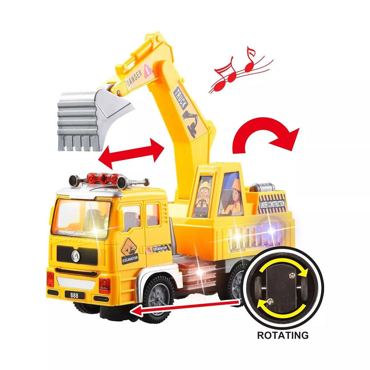 3-In-1 Toy Trucks, Automatic Bump & Go Fire Truck Toy, Garbage Truck, Play Excavator for Kids Boys and Girls