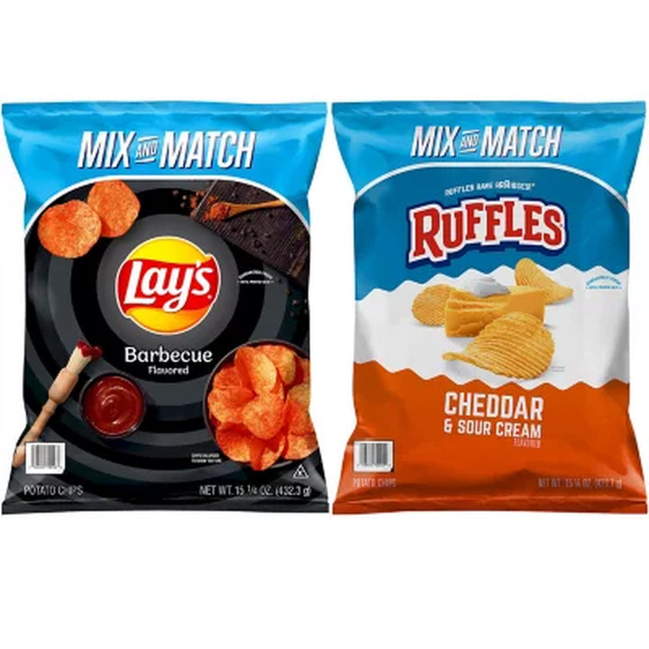 Lay'S Barbecue and Ruffles Cheddar & Sour Cream Potato Chips Bundle 2 Ct.