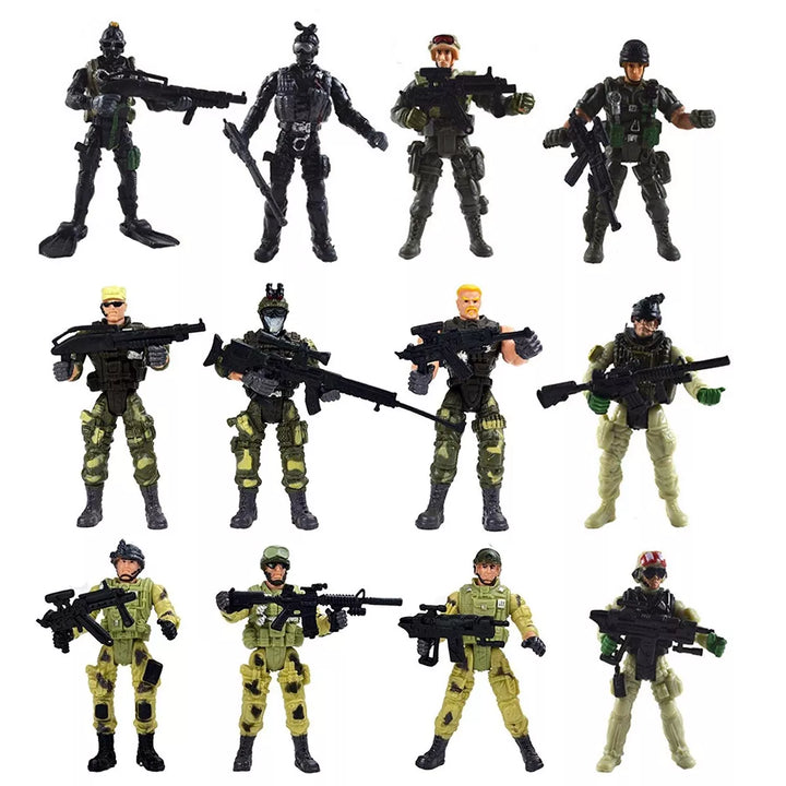 Ready! Set! Play! Link Special Force Army SWAT Soldiers Action Figures with Tool and Accessories - Pack of 12