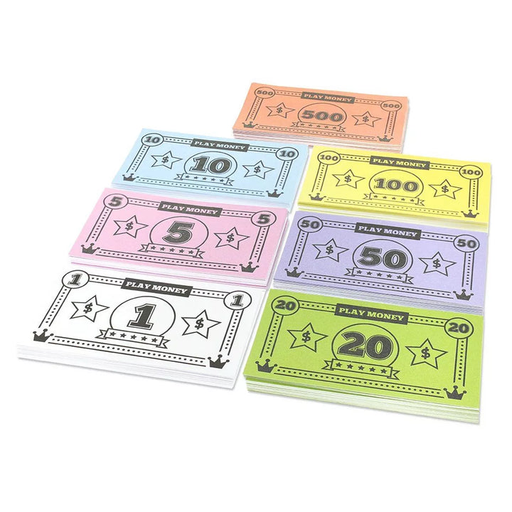 Blue Panda Play Money for Kids, 455 Pretend Dollar Bills, Educational Toys for Board Game Replacement, 4 X 2.2"