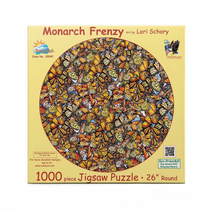 Sunsout Monarch Frenzy 1000 Pc round Jigsaw Puzzle 35047