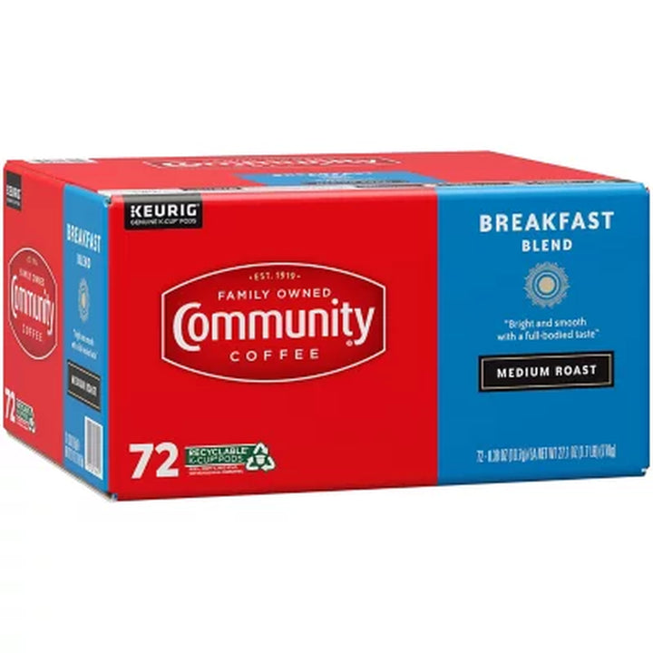 Community Coffee Breakfast Blend Medium Roast Single Serve 72 Ct.