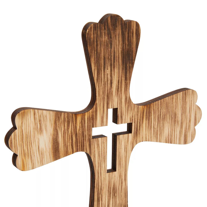 Juvale 3 Pack Catholic Wooden Cross Baptism Centerpieces for Tables, Communion, Home Decor, 6 X 9 In