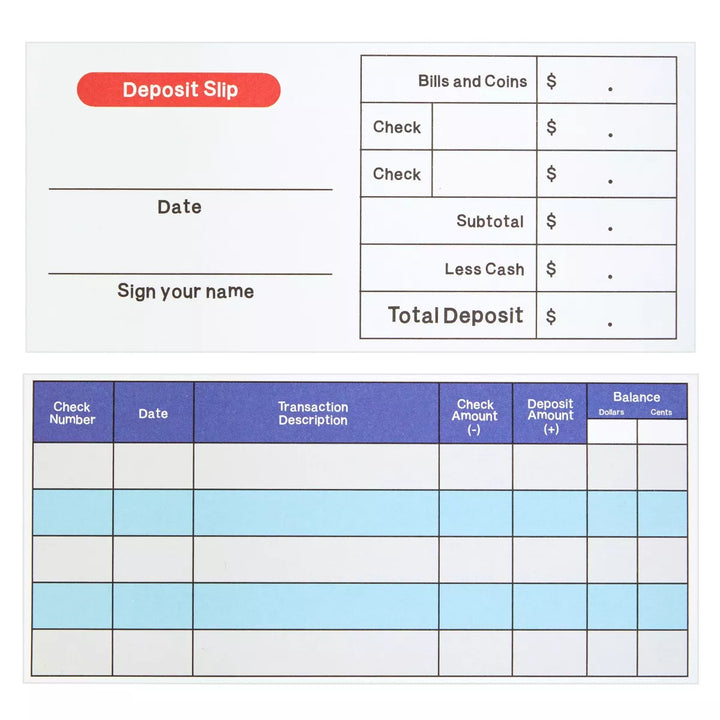 Blue Panda 150 Sheets Pretend Checkbook for Kids with Fake Deposit Slip and Check Register for Play School Supplies (Ocean Themed)