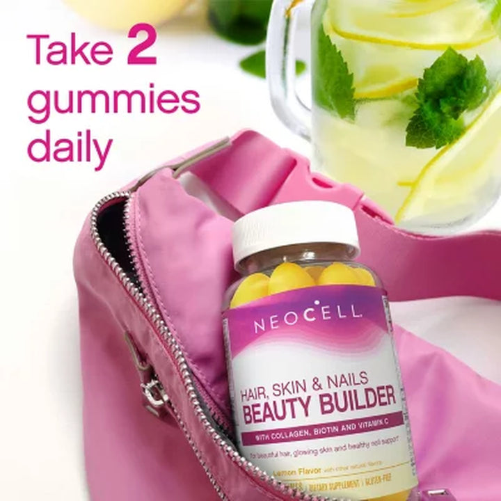 Neocell Hair, Skin & Nails Beauty Builder Gummies, 200 Mg. Collagen, Lemon 120 Ct.