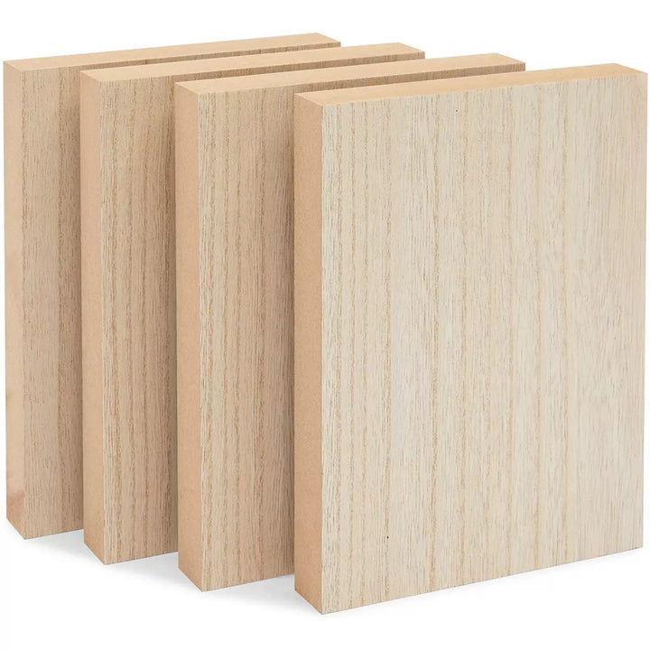 Bright Creations 4 Pack Unfinished Wood Blocks for Arts and Crafts, Wood Burning (6 X 8 In)