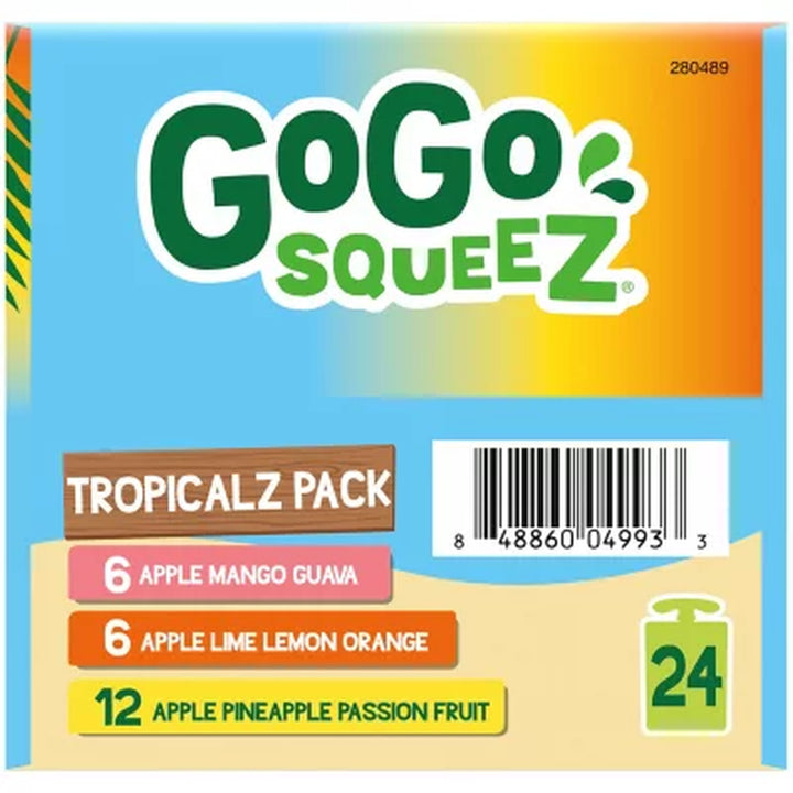 Gogo Squeez Tropical Fruit Pouch Variety Pack, 24 Ct.