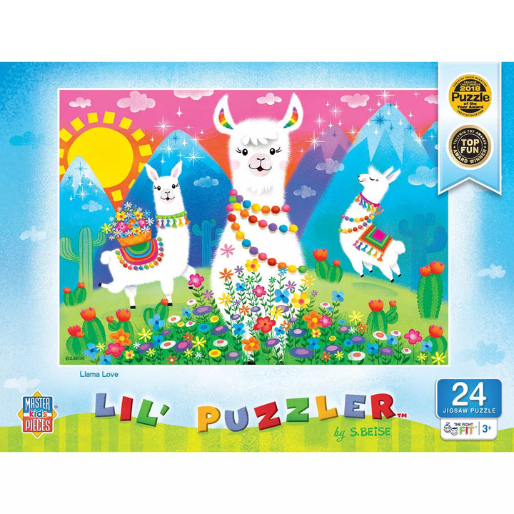 Masterpieces 24 Piece Jigsaw Puzzle for Kids - Llama Love - 19"X14".