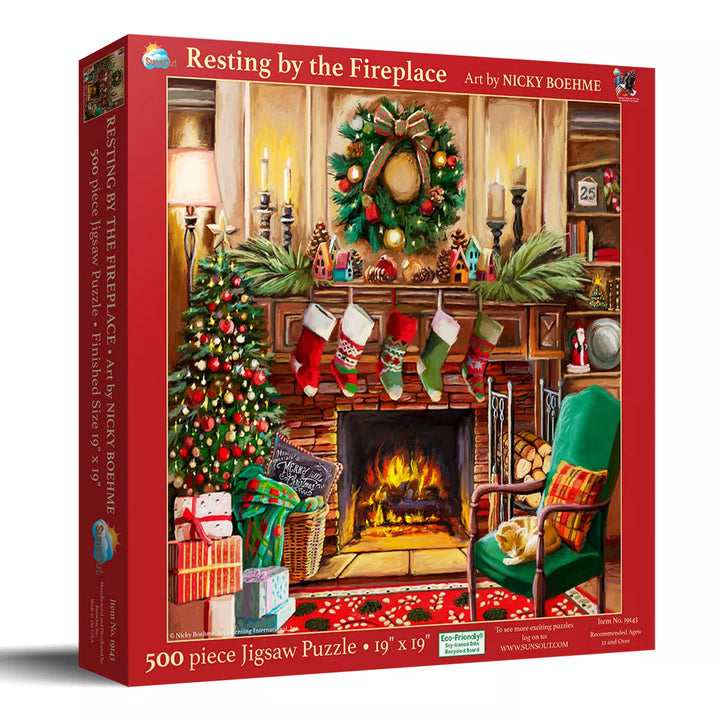 Sunsout Resing by the Fireplace 500 Pc Jigsaw Puzzle 19143