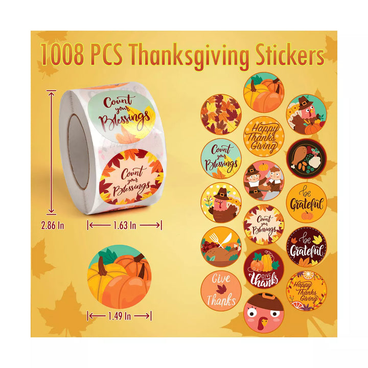 Fun Little Toys 1000 PCS Thanksgiving Sticker Rolls