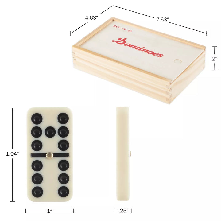 Toy Time Premium Set of 55 Double Nine Dominoes with Wood Case