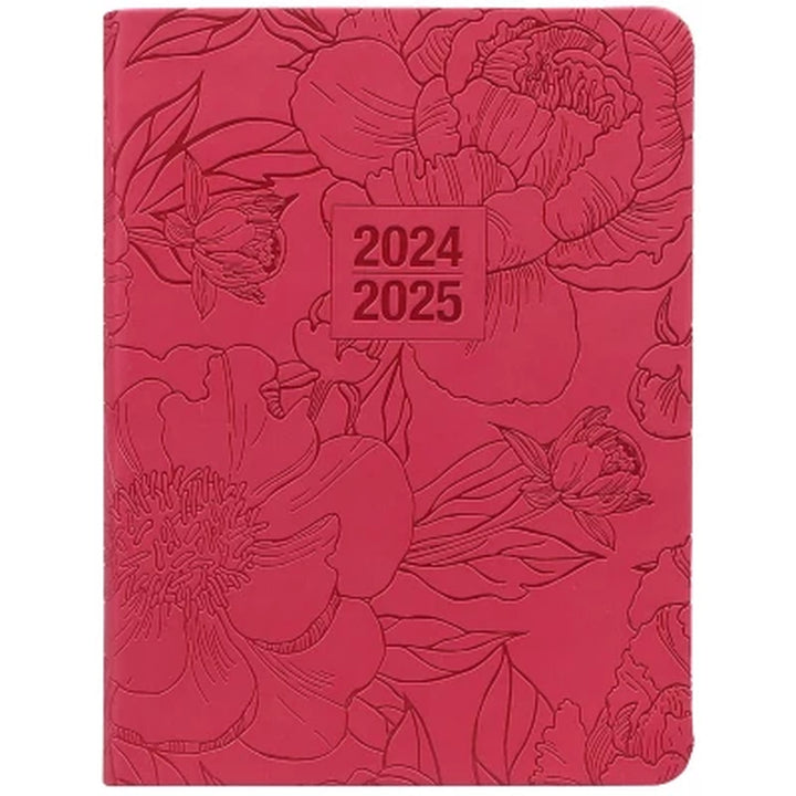 2025 Small Pink Floral Stamp 18-Month Planner, Flexibound