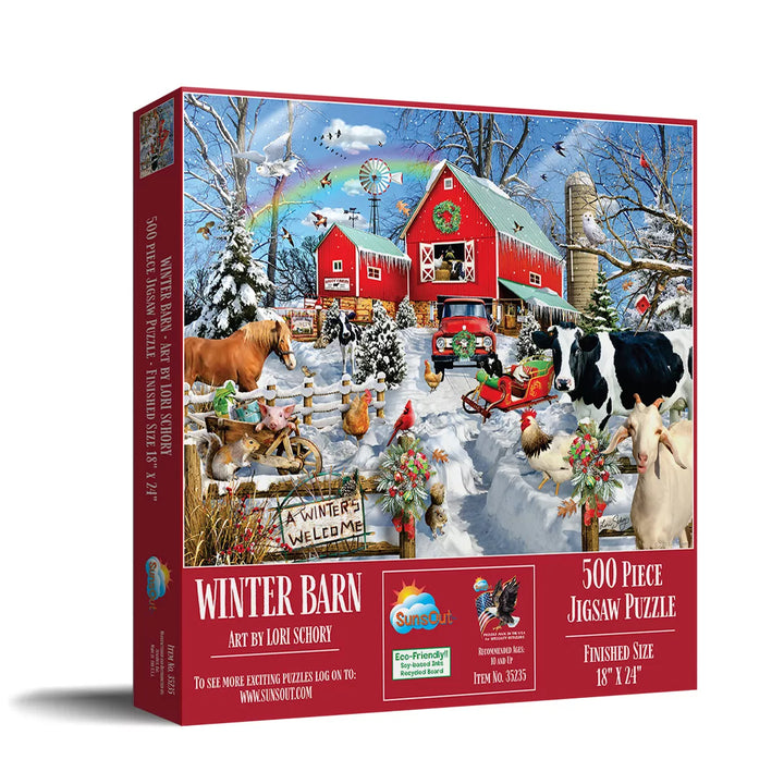 Sunsout Winter Barn 500 Pc Christmas Jigsaw Puzzle 35235