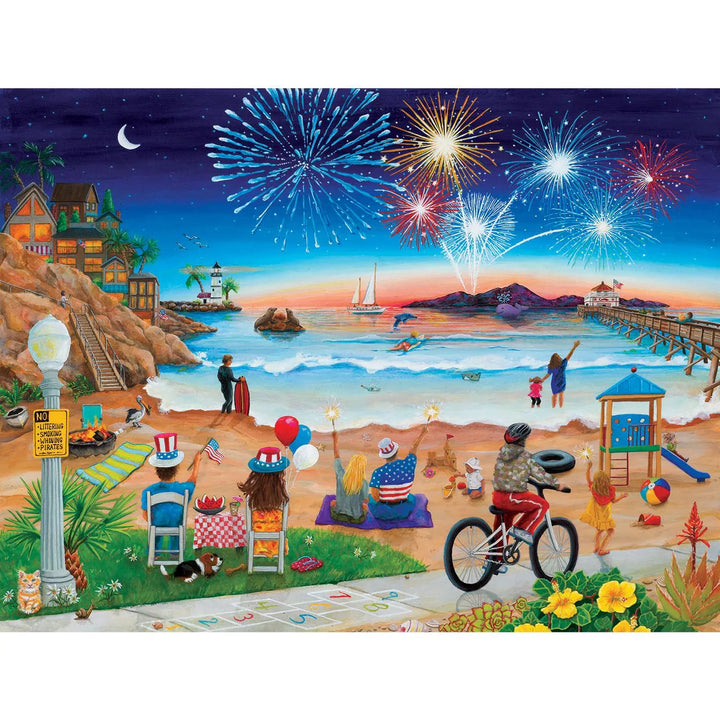 Sunsout July Beach 500 Pc Fourth of July Jigsaw Puzzle 32757