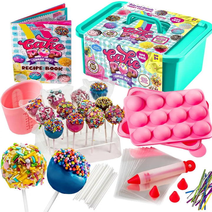 Girlzone Cake Pop Craze Kit, Kids Baking Set for Kids Ages 10-12 with Cake Pop Mold, Cake Pop Kit Stand, Cake Pop Gift Bags