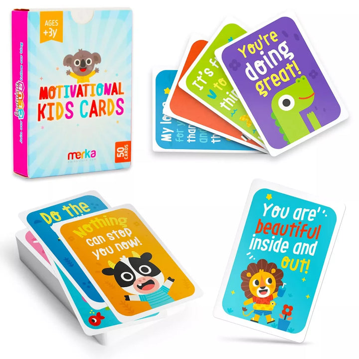 Merka Affirmation Cards for Kids Lunch Notes for Kids Lunchbox Notes for Kids Set of 50 Flash Cards