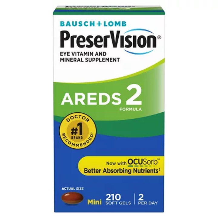 Bausch + Lomb Preservision AREDS 2 Formula Eye Vitamin Mini Softgels 210 Ct.