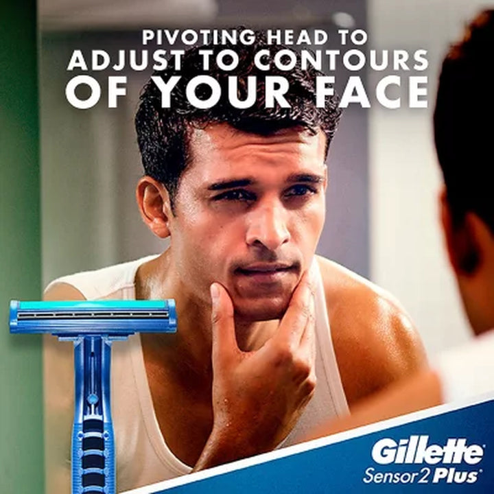 Gillette Sensor2 plus Pivoting Head + Lubrastrip Men'S Disposable Razors, 52 Ct.