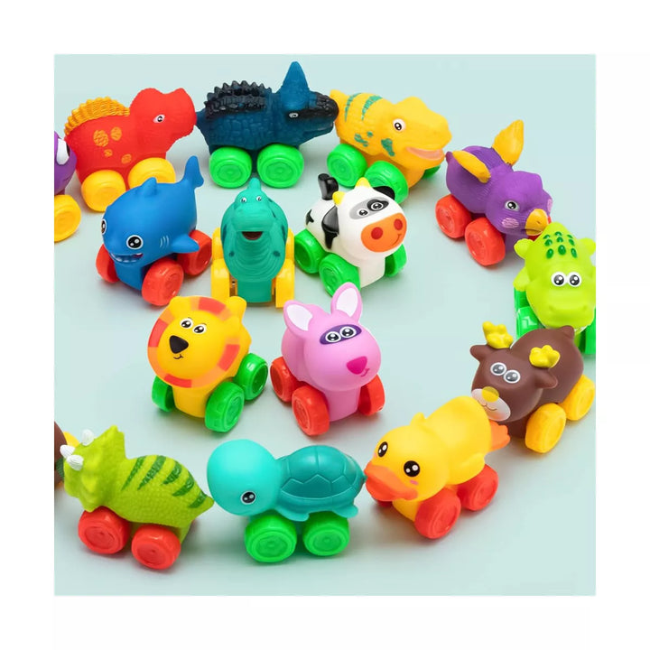 Syncfun 16Pcs Animal Cars, Soft Rubber Car Set Toy, Baby Mini Toy Vehicles, Bath Toy Car for Boys Girls Christmas Birthday Gift, Party Favors for Kids