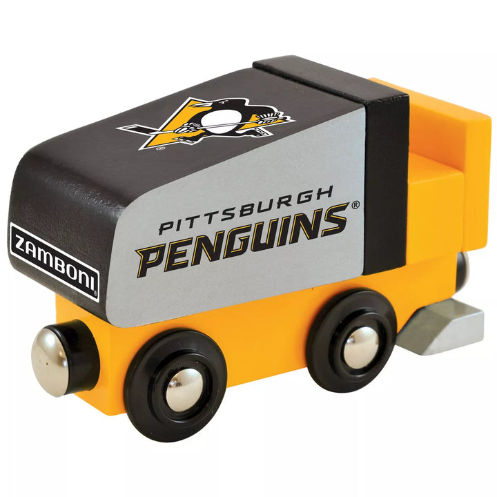 Masterpieces Officially Licensed NHL Pittsburgh Penguins Wooden Toy Zamboni Train Engine for Kids.