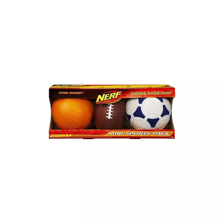 Nerf Pro Shop Mini Sports Pack – Mini Football Soccer Ball & Basketball – Great for Any Child Sport Fanatic – Great Gift