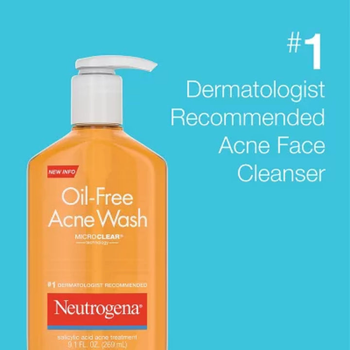 Neutrogena Oil-Free Acne Face Wash, 9.1 Fl. Oz., 2 Pk.
