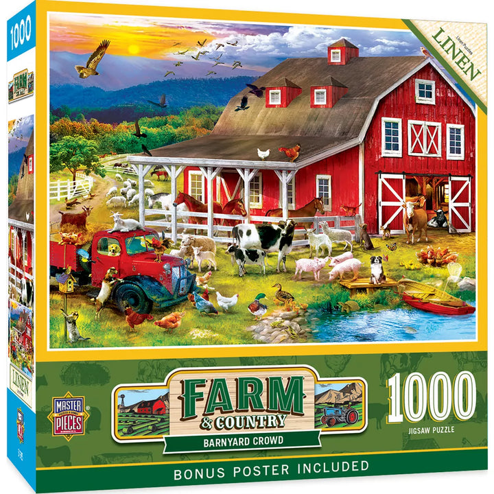 Masterpieces 1000 Piece Jigsaw Puzzle - Barnyard Crowd - 19.25"X26.75".