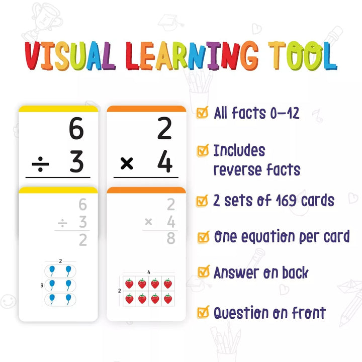 Merka Multiplication Flash Cards - Multiplication and Division Flash Cards (2 Sets with 169 Cards Each)