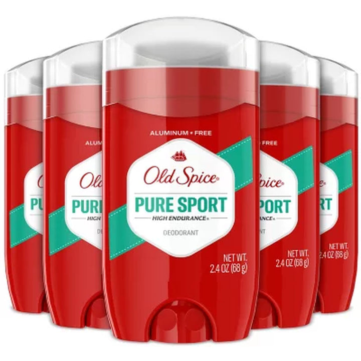 Old Spice High Endurance Deodorant, 48 Hour Protection, Pure Sport, 2.4 Oz., 5 Pk.