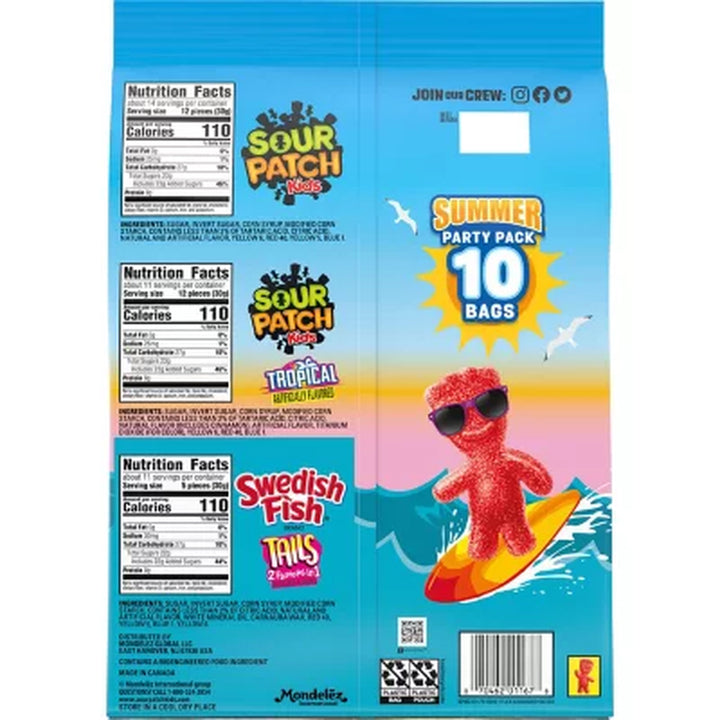 Sour Patch Kids & Swedish Fish Summer Party Candy, Variety Pack, 10 Pk.