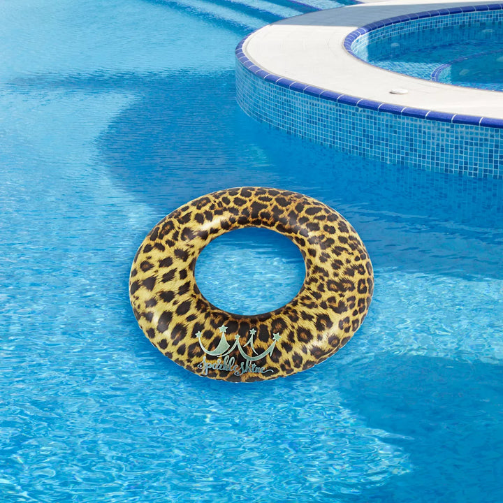 Pool Central Inflatable Leopard Print Swimming Pool Inner Tube - 35"