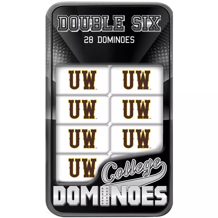 Masterpieces Officially Licensed NCAA Wyoming Cowboys 28 Piece Dominoes Game for Adults.