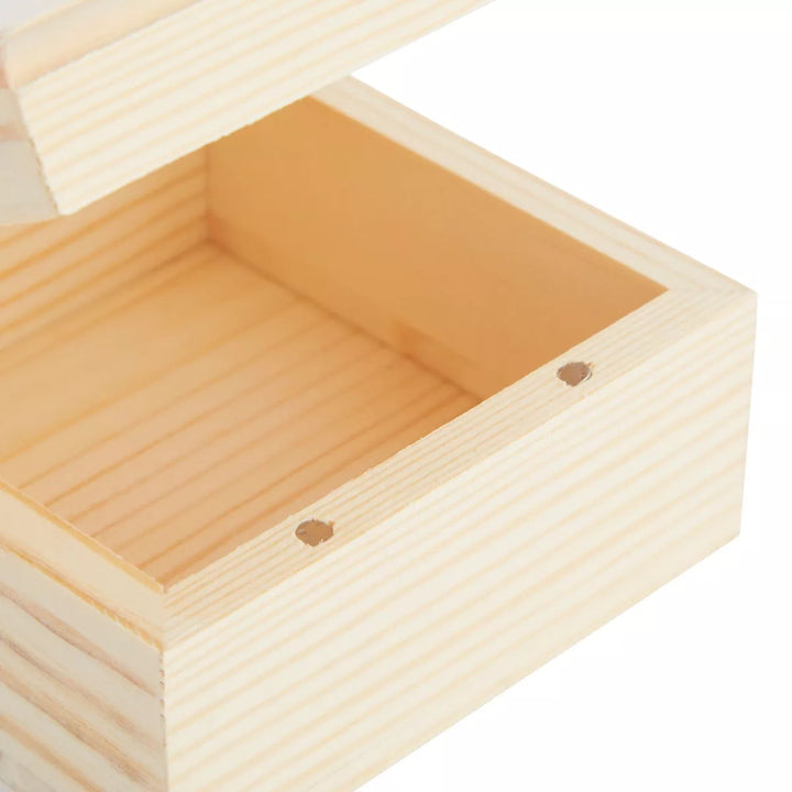 Bright Creations 6 Pack Unfinished Wooden Boxes with Hinged Lids, Pinewood Magnetic Wood Box for Crafts, 3.5 X 3.5 X 2 In