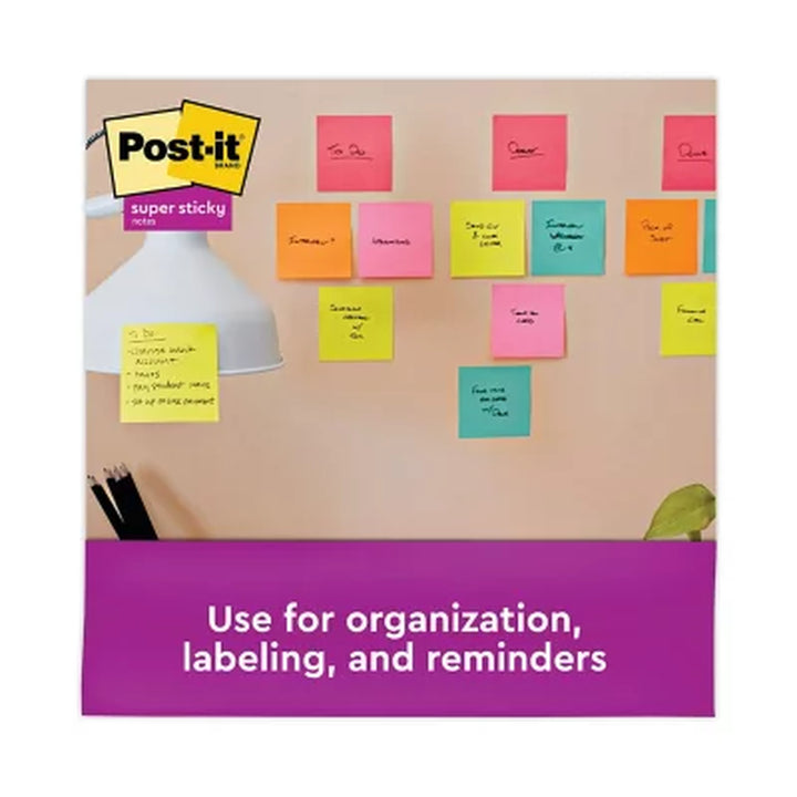 Post-It Notes Super Sticky Pads in Miami Colors, 3 X 3, 70/Pad, 24 Pads/Pack