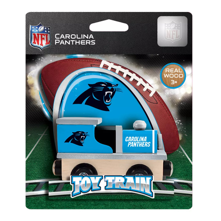 Masterpieces Officially Licensed NFL Carolina Panthers Wooden Toy Train Engine for Kids.