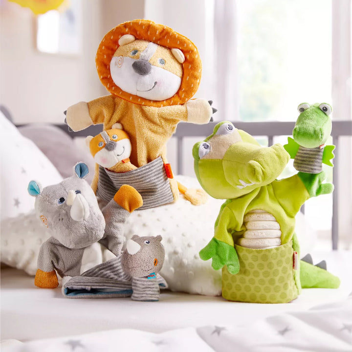 HABA Crocodile with Baby Hatchling - Hand Puppet and Finger Puppet 2 Pc Set