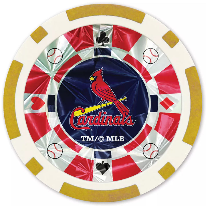 Masterpieces Casino Style 20 Piece 11.5 Gram Poker Chip Set MLB St. Louis Cardinals Gold Edition.