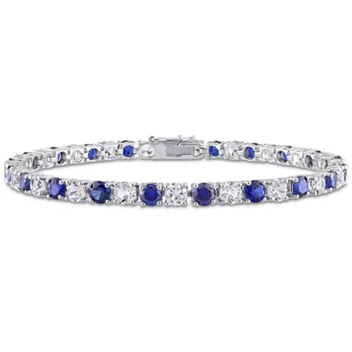 Created Gemstone Tennis Bracelet in Sterling Silver, 7.25"