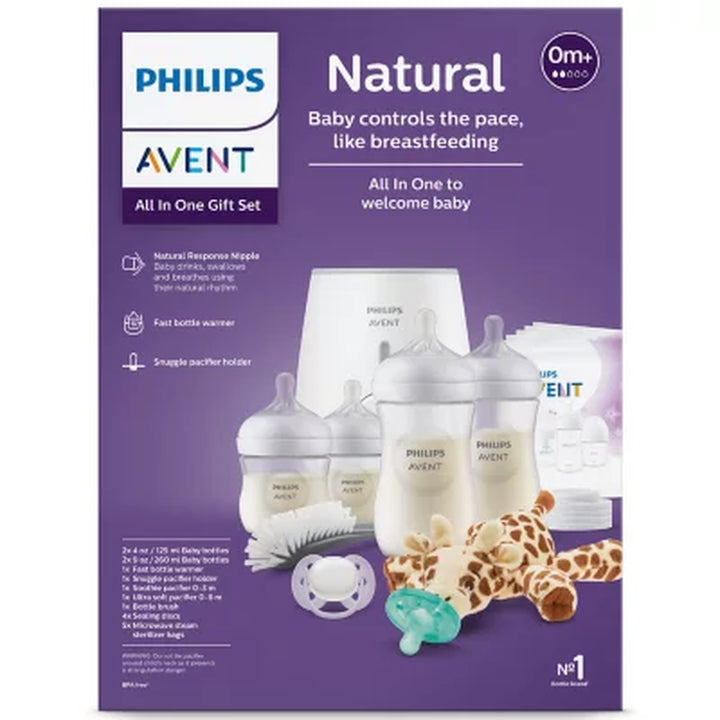 Philips Avent Natural All-In-One Baby Bottle Gift Set with Snuggle Giraffe