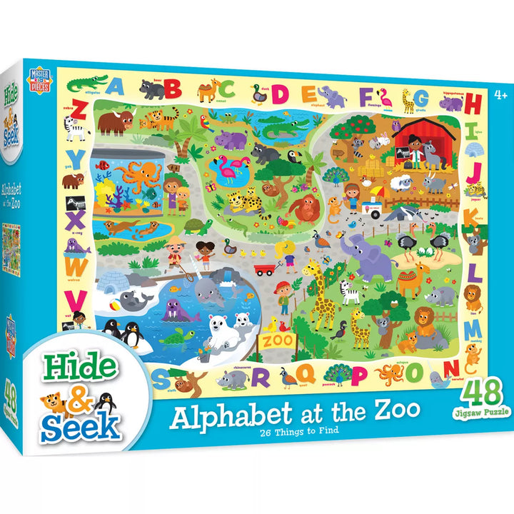 Masterpieces 48 Piece Kids Jigsaw Puzzle - Alphabet at the Zoo - 14"X19".