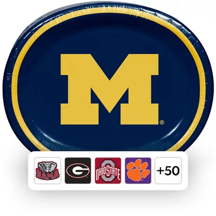 NCAA Oval Paper Plates, 10" X 12", 50 Ct. (Choose Your Team)