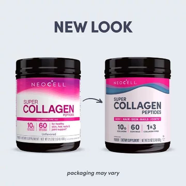 Neocell Super Collagen Peptides, Unflavored Powder, Collagen Type 1 & 3 21.2 Oz.