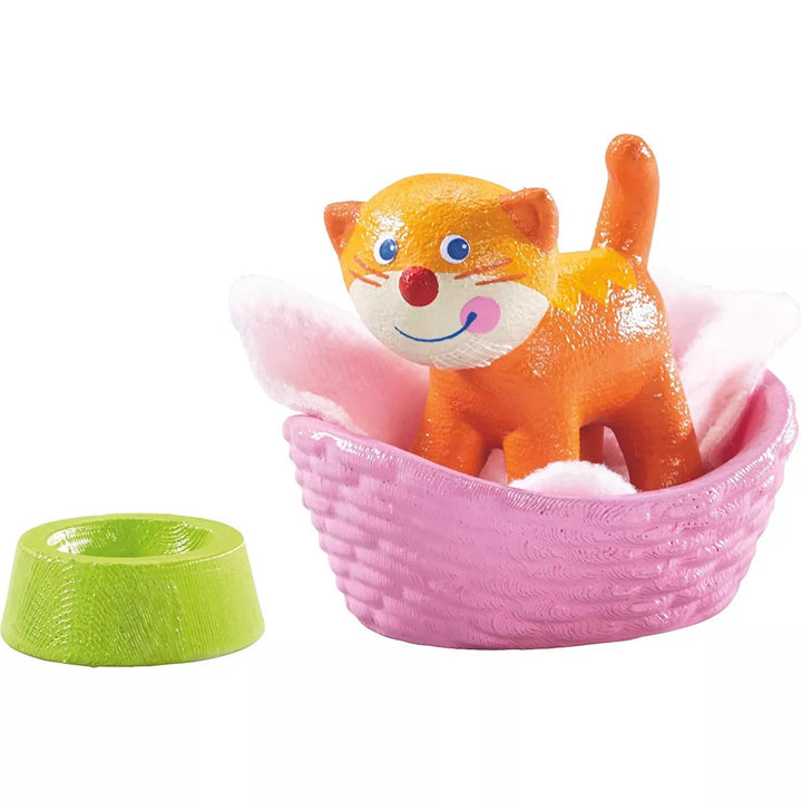 HABA Little Friends Cat Kiki with Basket, Blanket & Bowl