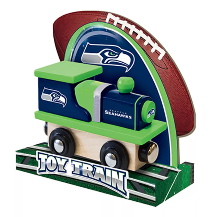 Masterpieces Officially Licensed NFL Seattle Seahawks Wooden Toy Train Engine for Kids.