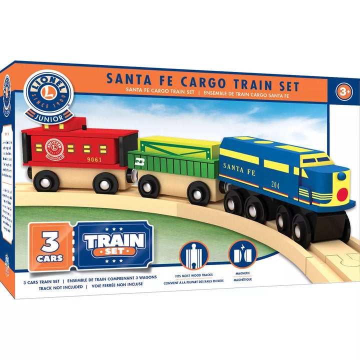 Masterpieces Wood Train Sets - Lionel Santa Fe Cargo 3 Piece Train Set.