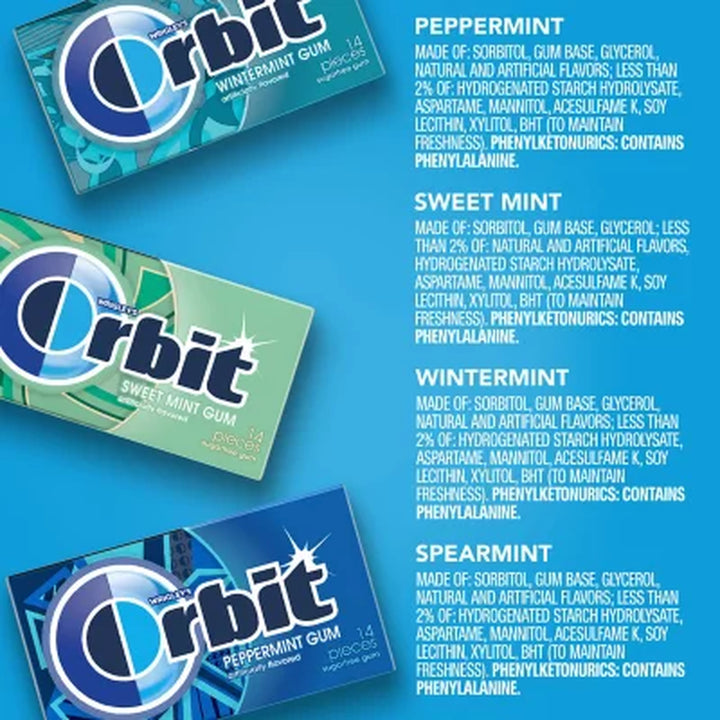 Orbit Mint Sugar Free Chewing Gum, Variety Pack, 14 Pcs., 18 Pk.