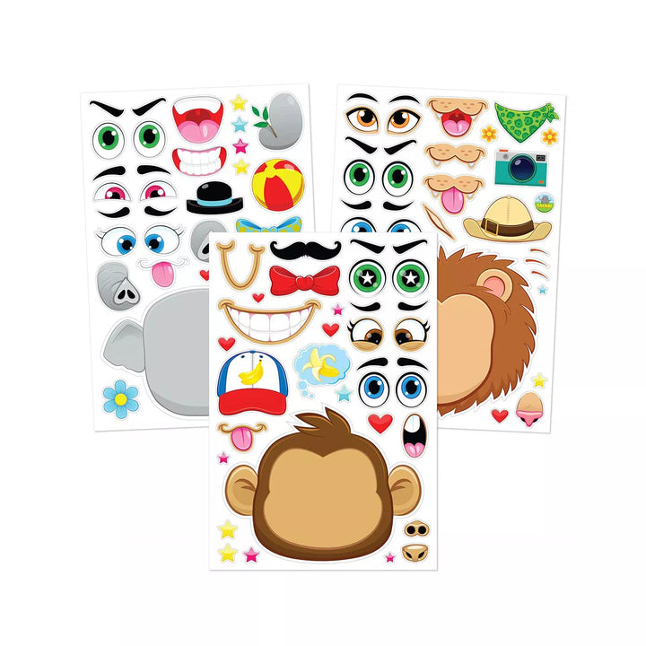 36 PCS Make-A-Face Sticker Sheets Make Your Own Animal Mix Match Sticker Sheets with Safaris, Sea and Fantasy Animals Kids Party Favor