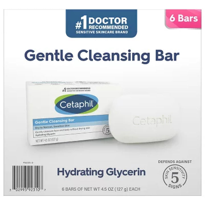 Cetaphil Gentle Cleansing Bar, 4.5 Oz., 6 Pk.