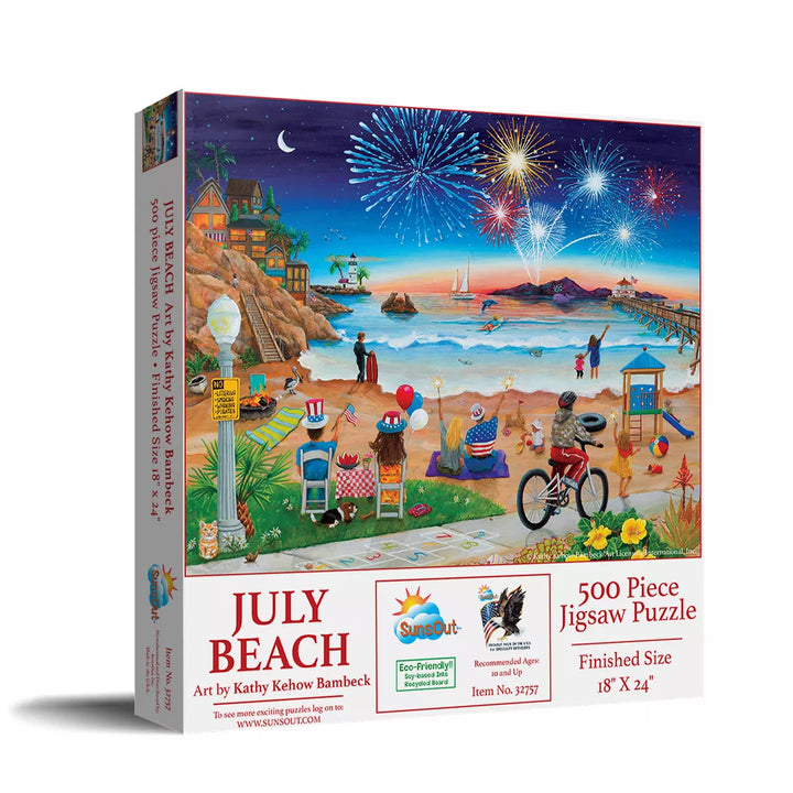 Sunsout July Beach 500 Pc Fourth of July Jigsaw Puzzle 32757