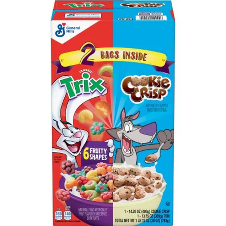 Trix & Cookie Crisp Cereal, Variety Pack 28 Oz., 2 Pk.